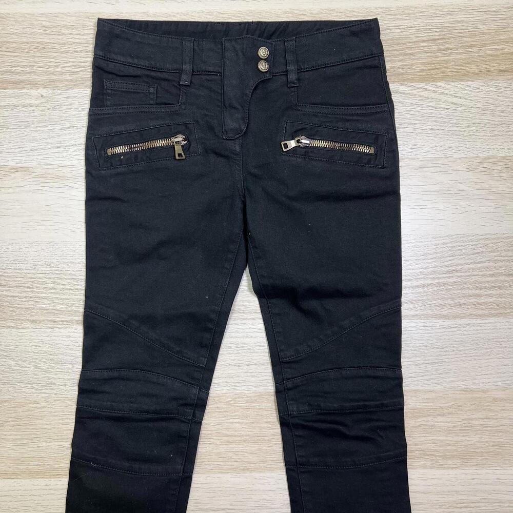 Balmain Black Moto Skinny Jeans